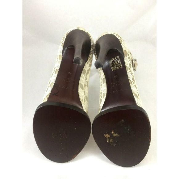 Carven Lace Mesh Sandal Pump Cream Neutral OpenToe - Picture 8 of 8